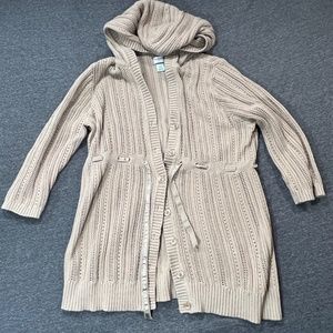 Motherhood Maternity Cable Knit Tan Cardigan | Size XL